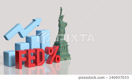 Federal Reserve Interest Rate And American Economic Growth Concept 3d render. Federal Reserve Interest Rate And American Economic Growth Concept 3d render. 140937033
