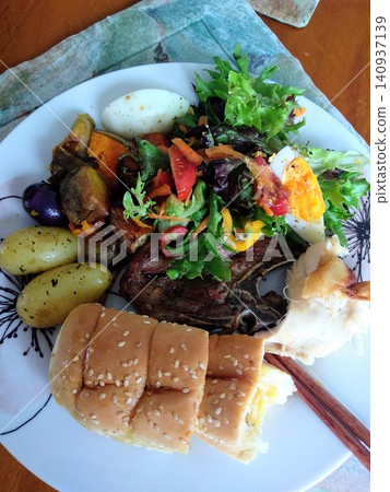 Lamb Chop and Salad Lunch Plate Lamb Chop and Salad Lunch Plate 140937139