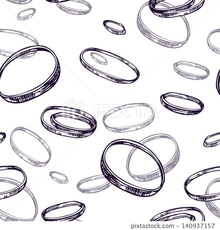 Onion ring pattern hand drawn in ink sketch style. Seamless vegetable background with sliced onion rings. Culinary illustration for food industry, cookbook and textile design element. Onion ring pattern hand drawn in ink sketch style. Seamless vegetable background with sliced onion rings. Culinary illustration for food industry, cookbook and textile design element. 140937157