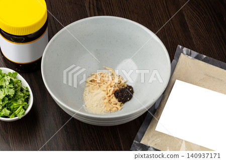 adding Liquid to Dumpling Filling, Traditional Chinese Cooking Process 140937171