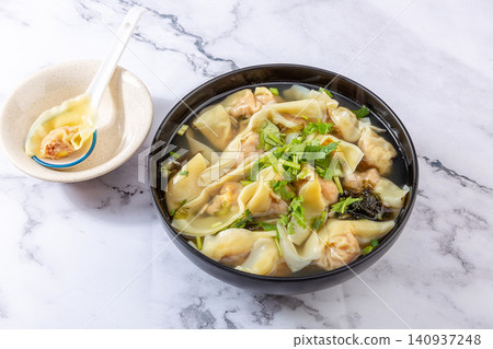 shanghai Style Wontons in Light Broth,Traditional Chinese Dumplings shanghai Style Wontons in Light Broth,Traditional Chinese Dumplings 140937248