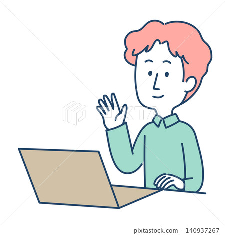 Illustration of a man working remotely Illustration of a man working remotely 140937267