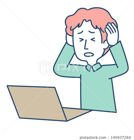 Illustration of a man working remotely Illustration of a man working remotely 140937268