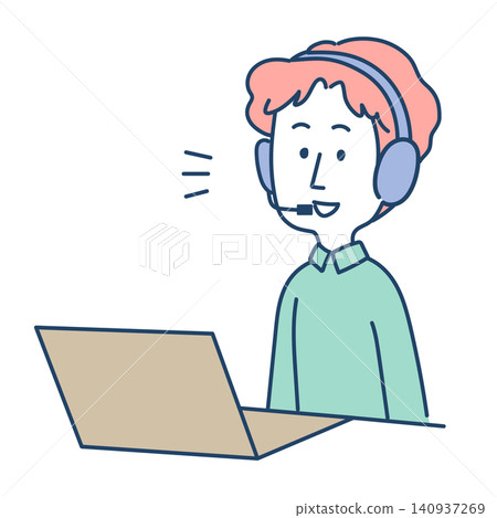 Illustration of a man working remotely Illustration of a man working remotely 140937269