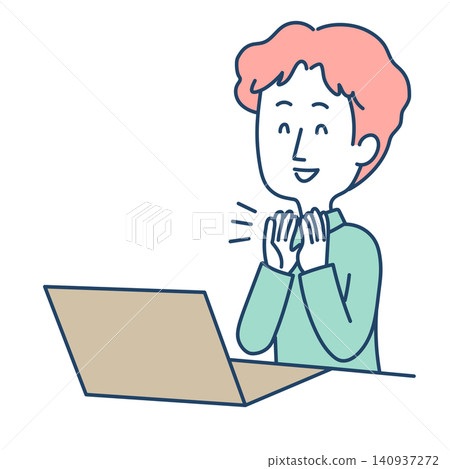 Illustration of a man working remotely Illustration of a man working remotely 140937272