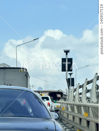 Driver Perspective Of Heavy Traffic Congestion On City Bridge Driver Perspective Of Heavy Traffic Congestion On City Bridge 140937519