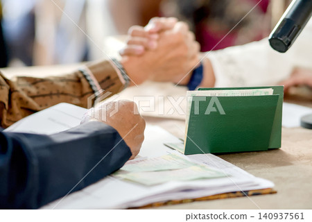 Religious Marriage Contract Document with Arabic Text Detail Religious Marriage Contract Document with Arabic Text Detail 140937561
