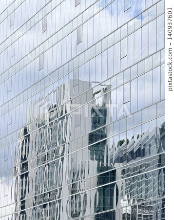 Abstract Architectural Reflection On Glass Skyscraper Window Wall 140937601