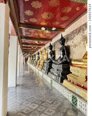 Deep Perspective Frame Of Sacred Buddha Statues Cloister Gallery Deep Perspective Frame Of Sacred Buddha Statues Cloister Gallery 140937614