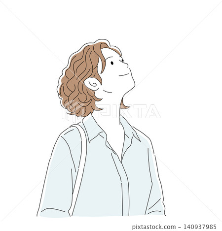 A woman looking towards the future: Wellbeing lifestyle illustrations A woman looking towards the future: Wellbeing lifestyle illustrations 140937985