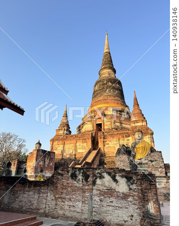 Frontal Perspective Of Grand Ancient Buddhist Stupa Structure Frontal Perspective Of Grand Ancient Buddhist Stupa Structure 140938146