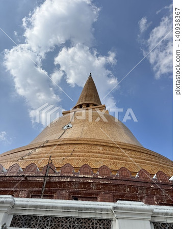 Close View Of Weathered Orange Tiles On Monumental Stupa Dome Close View Of Weathered Orange Tiles On Monumental Stupa Dome 140938367