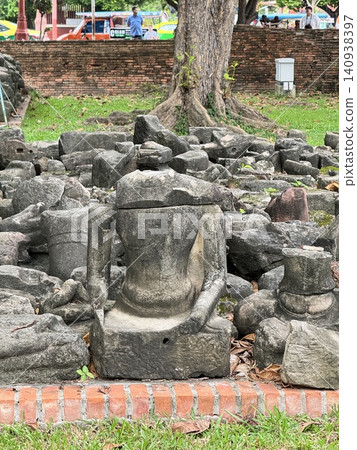 Collected Broken Stone Buddha Relics Inside Historical Compound Collected Broken Stone Buddha Relics Inside Historical Compound 140938397