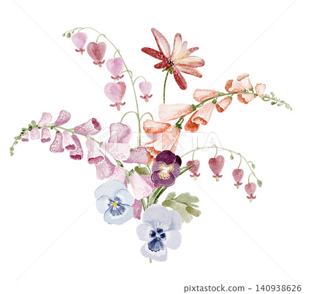 Bouquet Illustration Watercolor Hand Painted Bouquet Illustration Watercolor Hand Painted 140938626