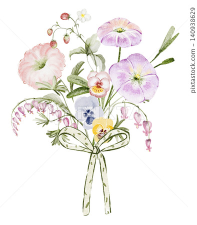 Wildflower Bouquet Illustration Watercolor Hand Painted Wildflower Bouquet Illustration Watercolor Hand Painted 140938629