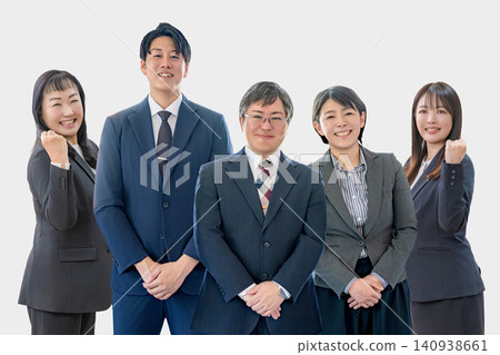 A business team of five, all smiling. 140938661