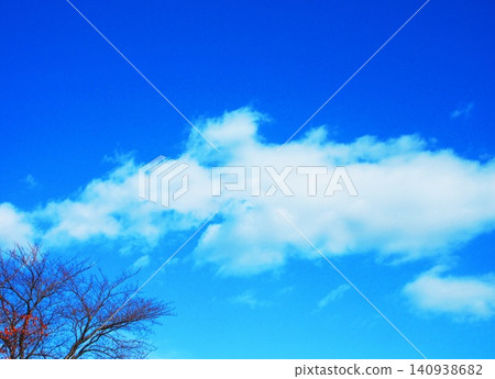 Landscape of blue sky, white clouds and trees 140938682