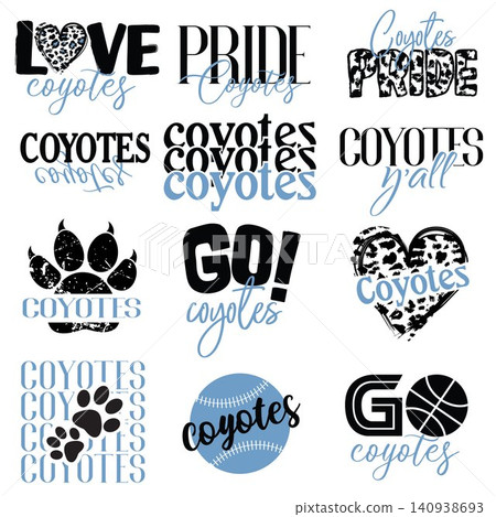 Coyotes School Spirit SVG Bundle. Leopard Print Sports Designs. 140938693