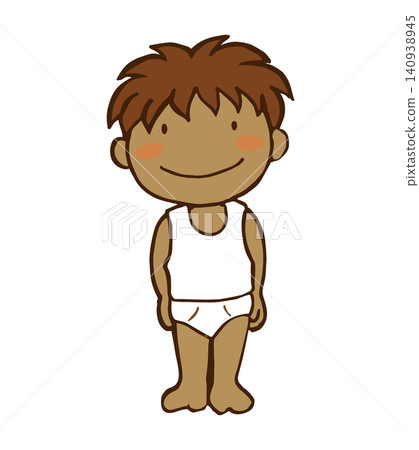 A dark-skinned boy standing there in a shirt and pants. A dark-skinned boy standing there in a shirt and pants. 140938945