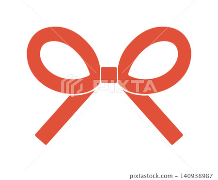 Simple illustration of a red ribbon tied in a bow - Cute bow icon and decorative parts Simple illustration of a red ribbon tied in a bow - Cute bow icon and decorative parts 140938987