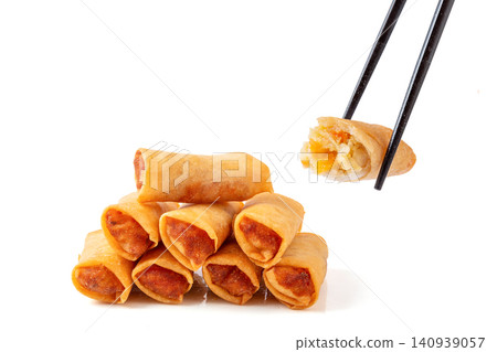 golden Crispy Deep Fried Spring Rolls, Traditional Chinese Dim Sum Appetizer golden Crispy Deep Fried Spring Rolls, Traditional Chinese Dim Sum Appetizer 140939057