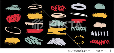 Colorful chalk frames and lines crayon or pencil scribble style. Colorful chalk frames and lines crayon or pencil scribble style. 140939201