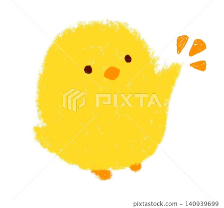 一隻圓滾滾的黃色小雞指向右上角的插圖。 一隻圓滾滾的黃色小雞指向右上角的插圖。 140939699