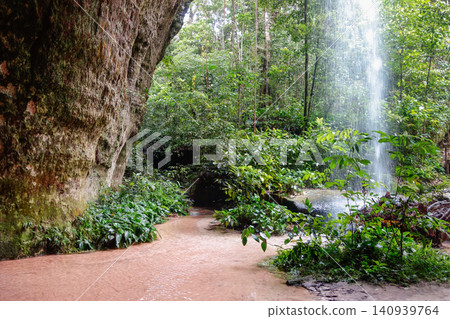 Beautiful landscape with cave and waterfall in Amazon rainforest in Presidente Figueiredo, Manaus. Maroaga cave 140939764