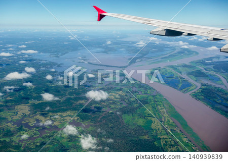 giant Amazonas River seen from above, amidst dense Amazon rainforest. Brazil giant Amazonas River seen from above, amidst dense Amazon rainforest. Brazil 140939839