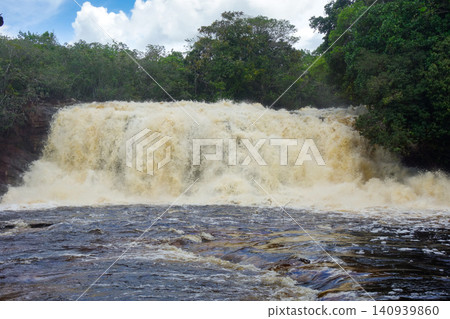 heavy flow at waterfall in Presidente Figueiredo, Amazonas, Brazil heavy flow at waterfall in Presidente Figueiredo, Amazonas, Brazil 140939860