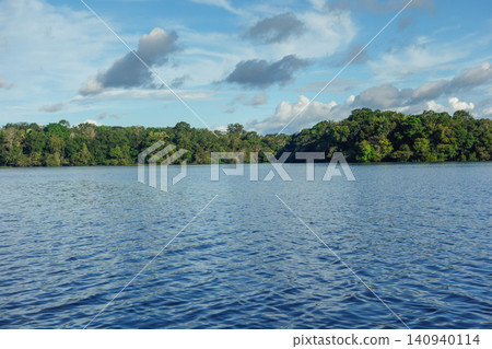 amazing landscape during navigation on river through Amazon rainforest. Amazonas, north of Brazil 140940114