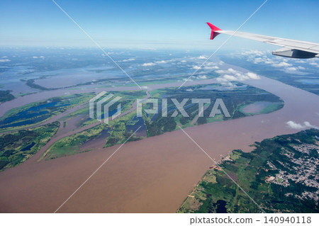 giant Amazonas River seen from above, amidst dense Amazon rainforest. Brazil giant Amazonas River seen from above, amidst dense Amazon rainforest. Brazil 140940118
