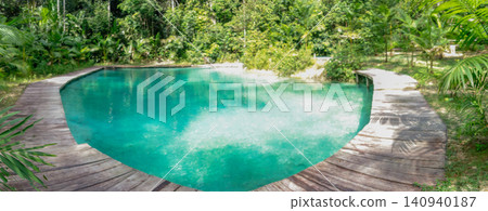turquoise and crystalline spring pool of fresh water into Amazon rainforest. Presidente Figueiredo, Amazonas, Brazil turquoise and crystalline spring pool of fresh water into Amazon rainforest. Presidente Figueiredo, Amazonas, Brazil 140940187