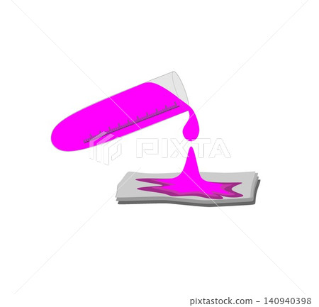 Pink Chemical Liquid Pouring from Test Tube Isolated on White Background Pink Chemical Liquid Pouring from Test Tube Isolated on White Background 140940398