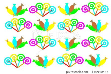 Colorful Sweet Candy and Lollipop Repeating Pattern Isolated on White Background Colorful Sweet Candy and Lollipop Repeating Pattern Isolated on White Background 140940463