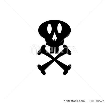 Black skull and crossbones silhouette illustration on white background Black skull and crossbones silhouette illustration on white background 140940524