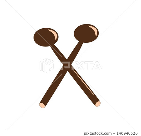Crossed traditional drumsticks or wooden mallets illustration on white background Crossed traditional drumsticks or wooden mallets illustration on white background 140940526
