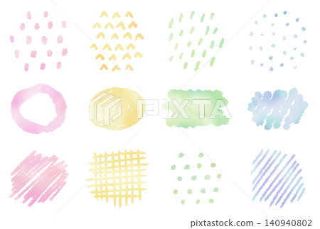 Watercolor-style hand-drawn pattern illustration set Watercolor-style hand-drawn pattern illustration set 140940802