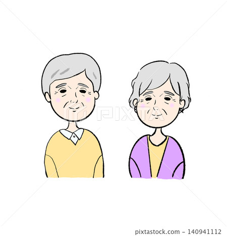 一對老年夫婦的插圖/微笑/特寫 140941112