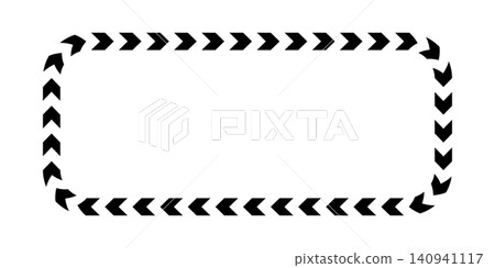 Rectangle frame with chevron arrows creating dynamic border pattern. Element with striped motion lines and geometric shapes. Rectangle frame with chevron arrows creating dynamic border pattern. Element with striped motion lines and geometric shapes. 140941117