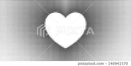 Halftone heart pattern with dot love texture. Comic style gradient background featuring retro pop art effect and romantic symbol design for Valentine projects. 140941570