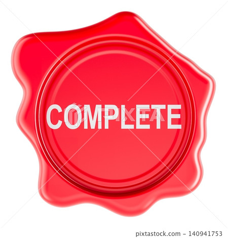 Complete, red wax seal stamp. 3D rendering Complete, red wax seal stamp. 3D rendering 140941753