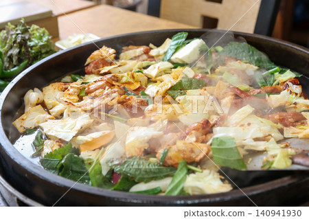 Raw Spicy Korean Chicken Stir Fry Dakgalbi with Vegetables Raw Spicy Korean Chicken Stir Fry Dakgalbi with Vegetables 140941930
