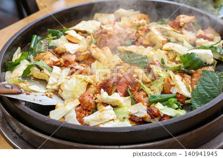 Raw Spicy Korean Chicken Stir Fry Dakgalbi with Vegetables Raw Spicy Korean Chicken Stir Fry Dakgalbi with Vegetables 140941945