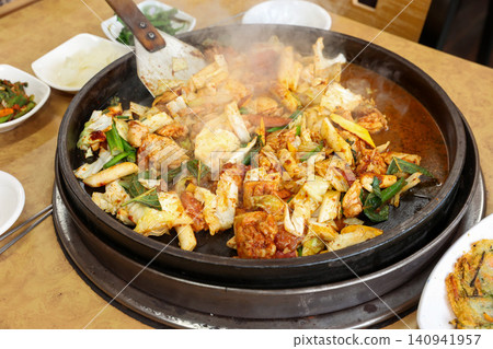 Raw Spicy Korean Chicken Stir Fry Dakgalbi with Vegetables Raw Spicy Korean Chicken Stir Fry Dakgalbi with Vegetables 140941957