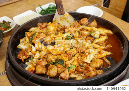 Raw Spicy Korean Chicken Stir Fry Dakgalbi with Vegetables Raw Spicy Korean Chicken Stir Fry Dakgalbi with Vegetables 140941962