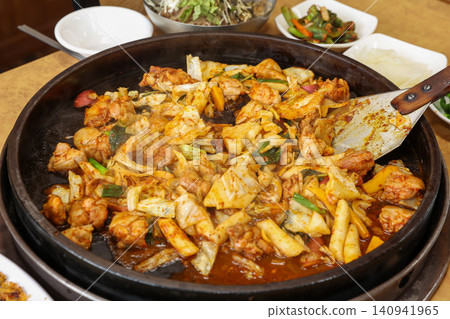 Raw Spicy Korean Chicken Stir Fry Dakgalbi with Vegetables Raw Spicy Korean Chicken Stir Fry Dakgalbi with Vegetables 140941965