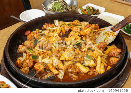 Raw Spicy Korean Chicken Stir Fry Dakgalbi with Vegetables Raw Spicy Korean Chicken Stir Fry Dakgalbi with Vegetables 140941966
