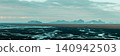 View of Westman Islands from the South Icelandic coast with winding rivers. 140942503