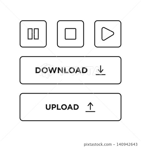 Minimal Media Control and Interface Button Elements Set Minimal Media Control and Interface Button Elements Set 140942643